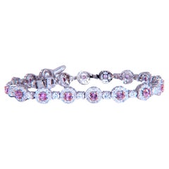 Tennisarmband mit natürlichen rosa Saphiren und Diamanten 14kt 12468