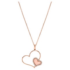 Natural Pink Shell and White Diamond .25 Carat TW Rose Gold Reversible Pendant