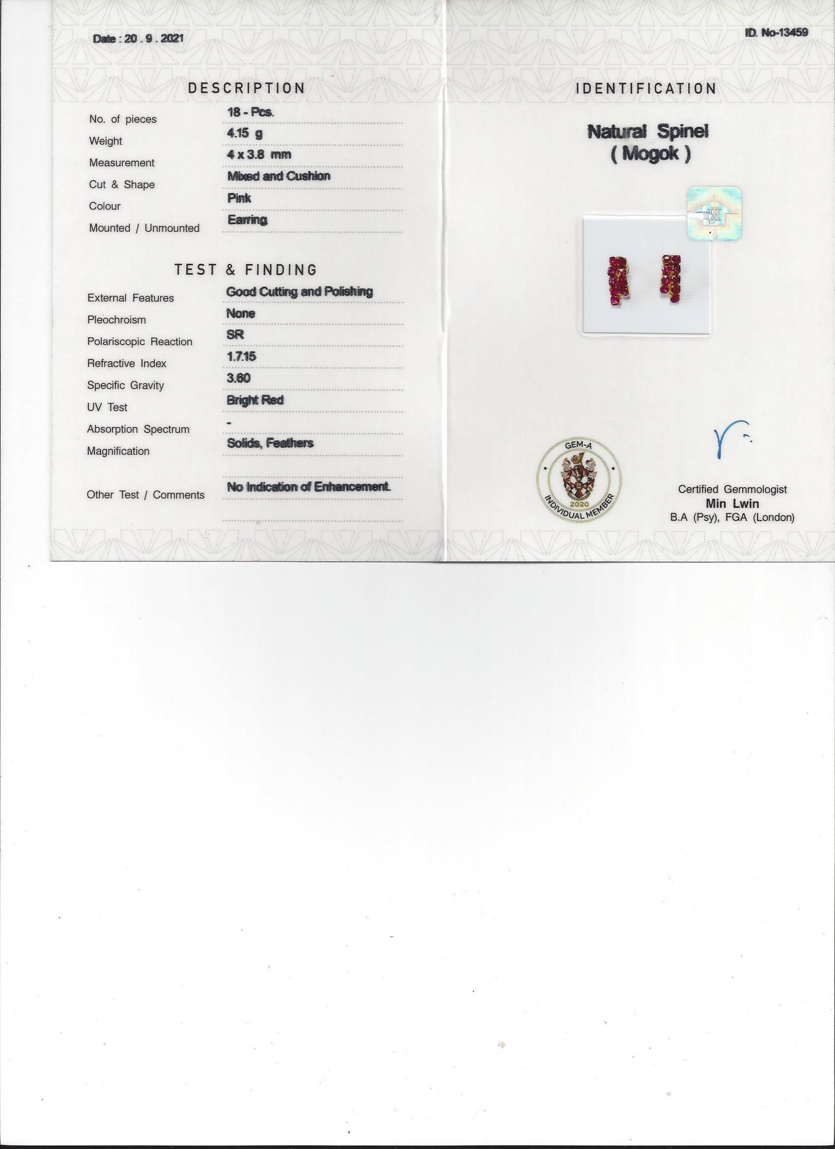 Natural pink spinel earring For Sale 5