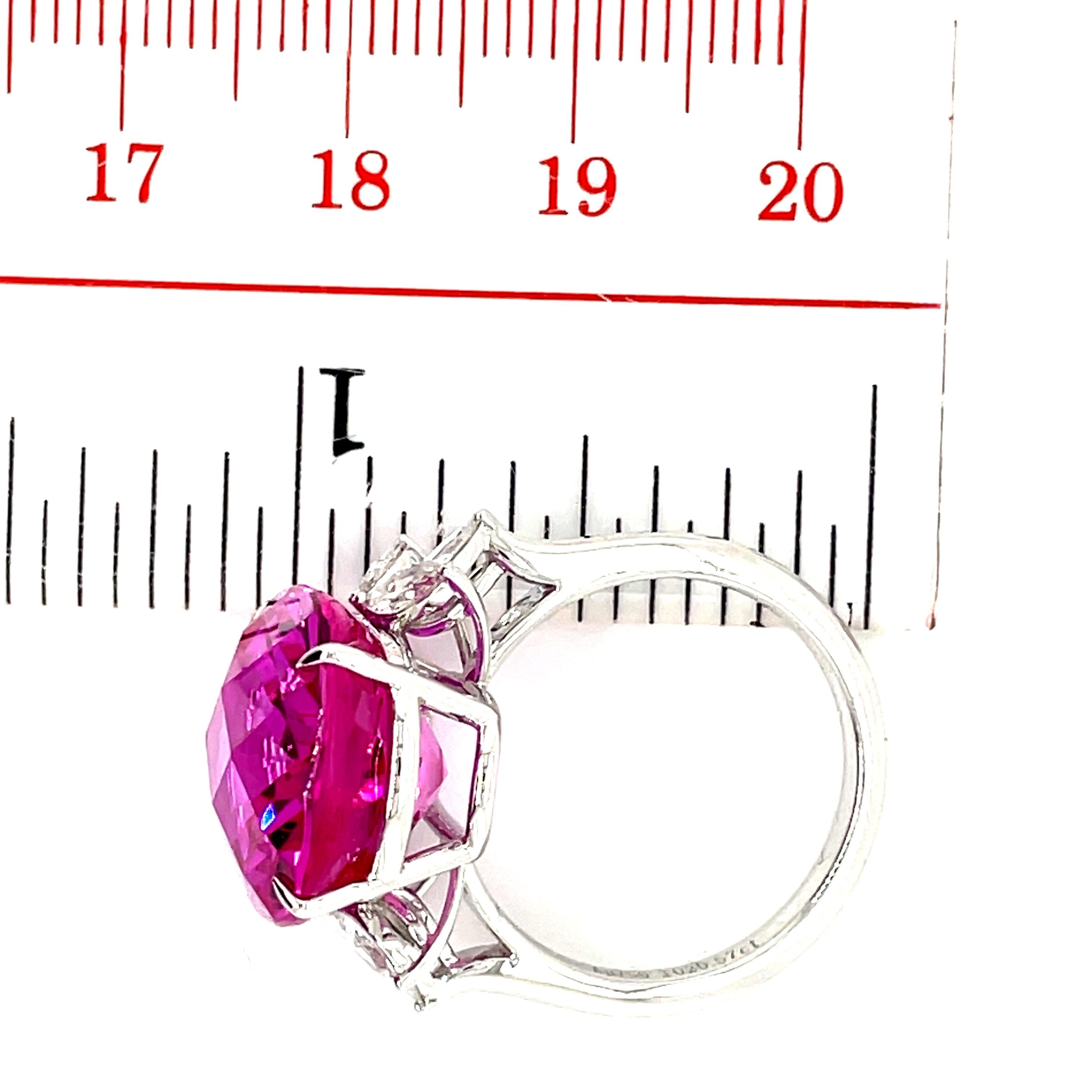 Women's Pink Topaz and Diamond Marquise Engagement Ring For Sale