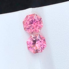 Natural Pink Tourmaline 3.02 Carat Octagon Cut Loose Gemstone Pair for Earrings