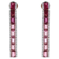 Natural pink tourmaline 4.77cts & diamond 0.69cts earring in 18k gold