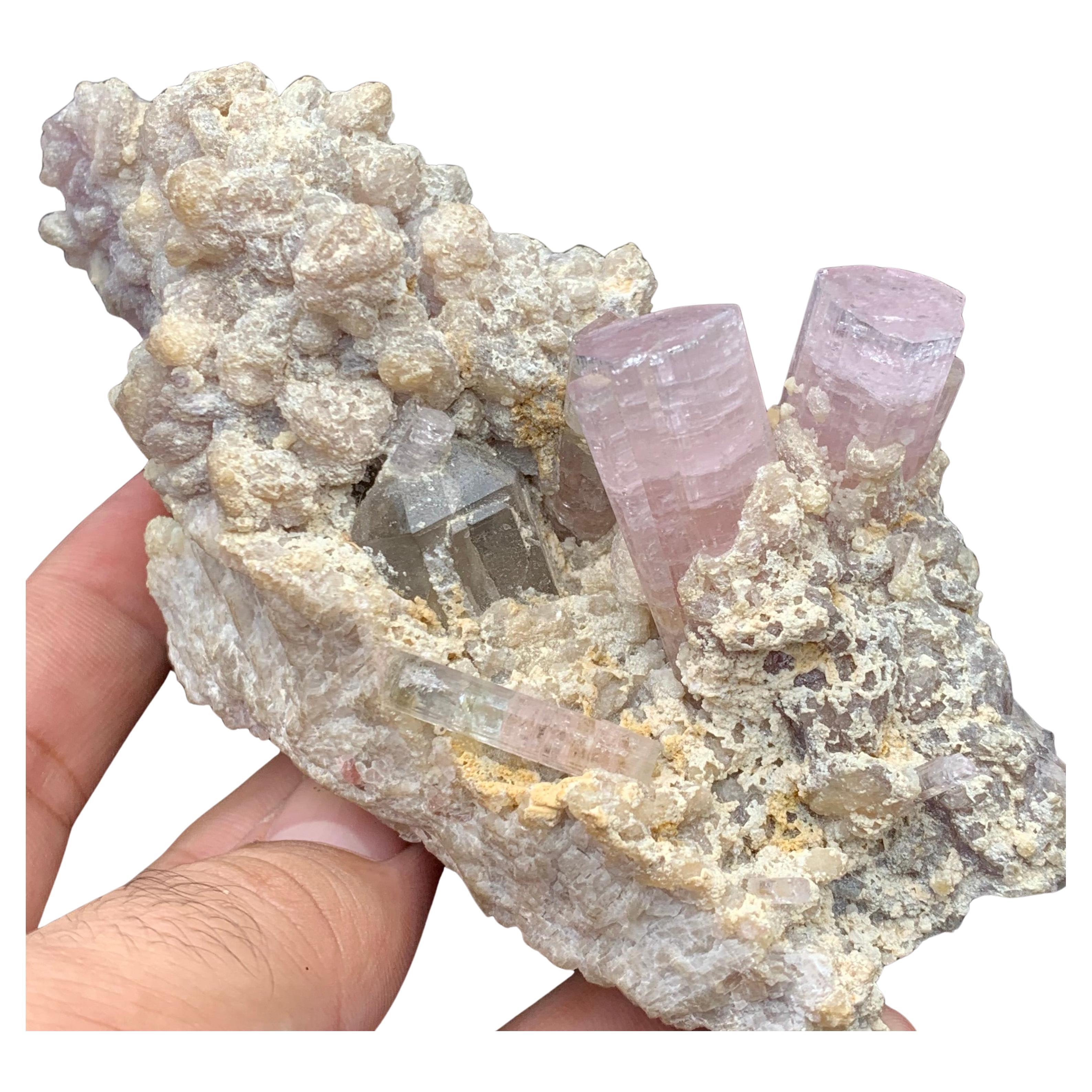 Natural Pink Tourmaline Crystal in Lepidolite Matrix – 409.60g Mineral Specimen