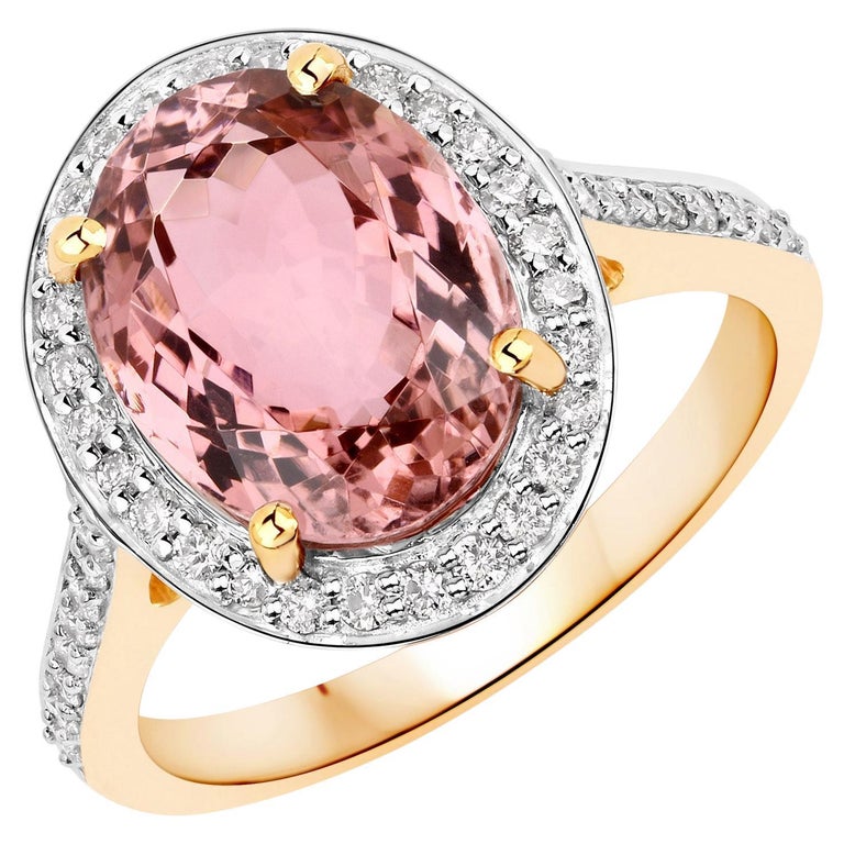 Pink Tourmaline and Diamond Halo Ring
