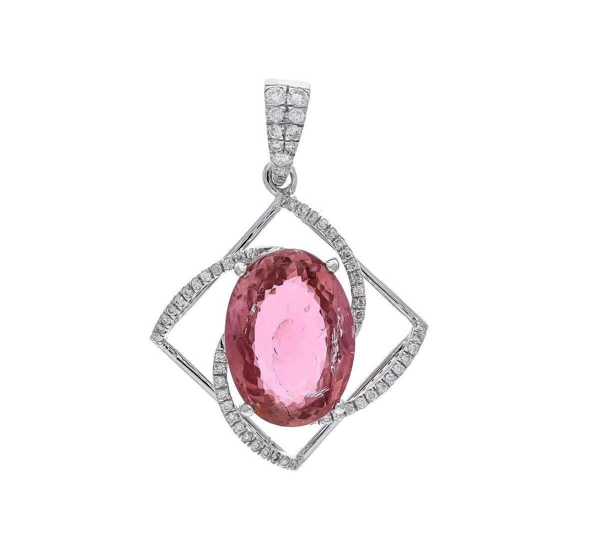 Colgante de diamante de turmalina rosa natural en oro de 18k en Nuevo estado para la venta en jaipur, IN