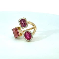 Natural Pink Tourmaline Diamond Ring Size 6.25 14k White Gold 5.29 TCW Certified