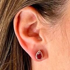 Natural Pink Tourmaline Diamond Stud Earrings 14k W Gold 2.02 TCW Certified