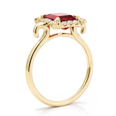 Natural Pink Tourmaline Gemstone 1.62 cts in 14K Yellow Gold Ring with Diamonds