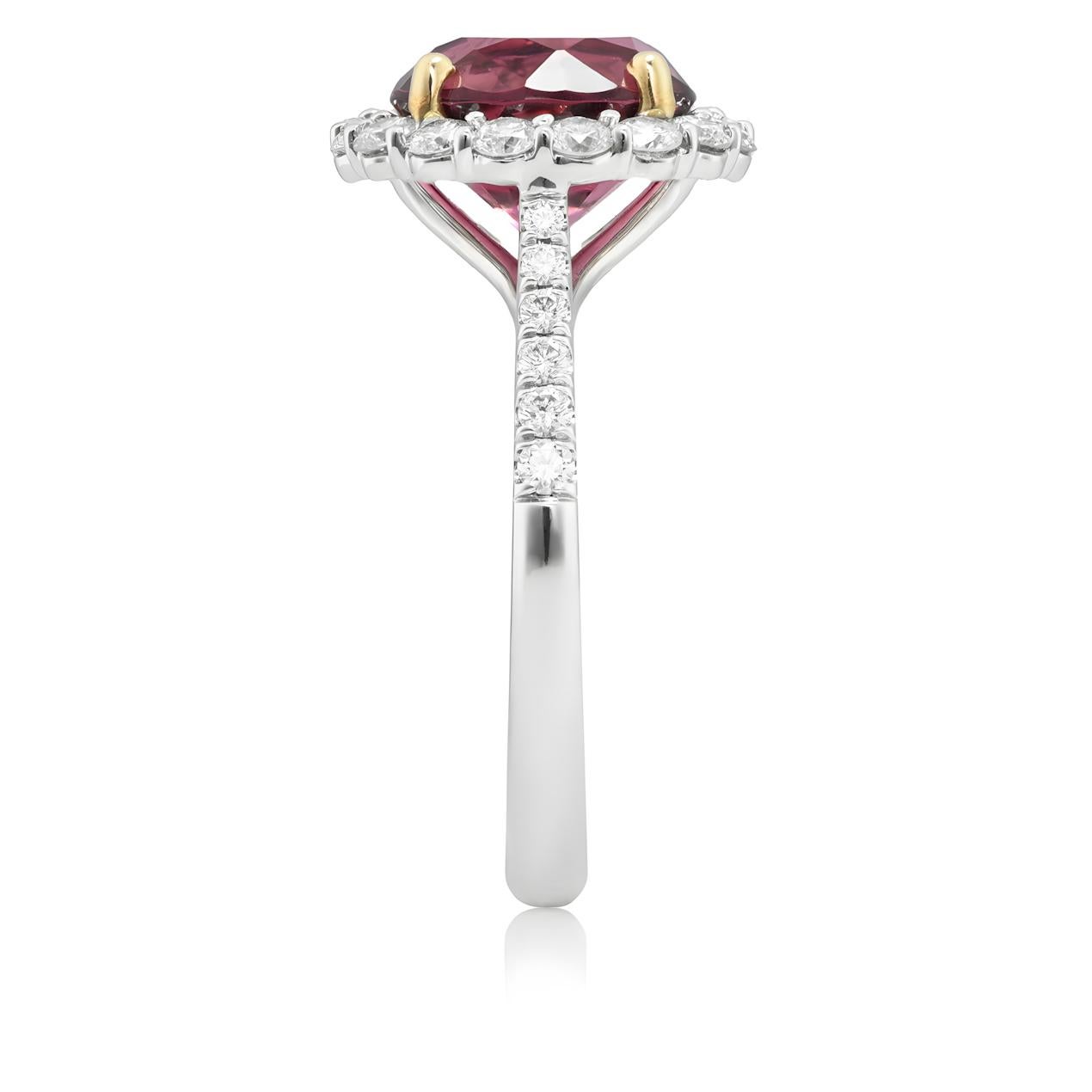 Natürliche rosa Turmalin Edelstein 4,70 cts in 14K Weißgold Ring mit Diamanten im Zustand „Neu“ im Angebot in Los Angeles, CA