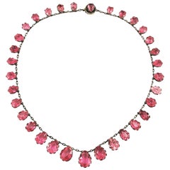 Natürliche rosa Turmalin-Halskette, um 1880