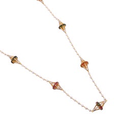 Stunning 18K Gold Pink Tourmaline, Pearl & Diamond Necklace, 20.13ct