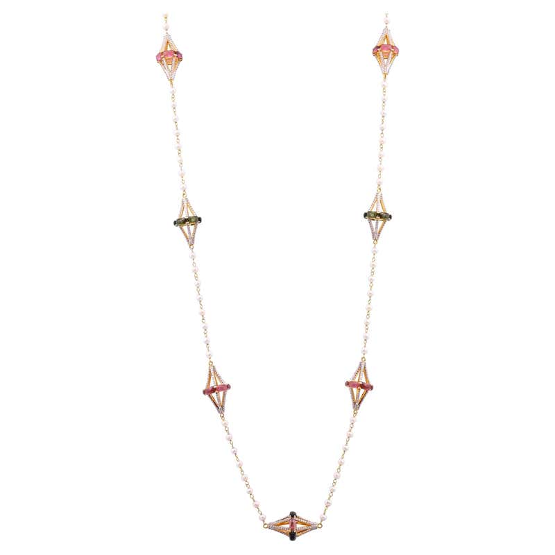 18k gold Rosecut Diamond and Ruby String Necklace For Sale at 1stDibs ...
