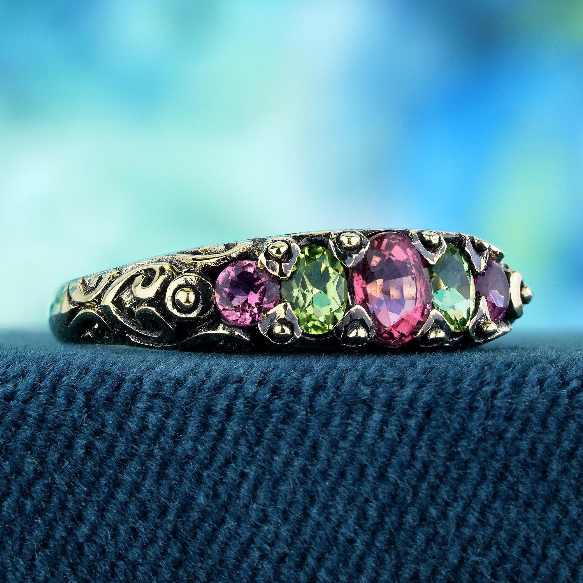 peridot and pink tourmaline
