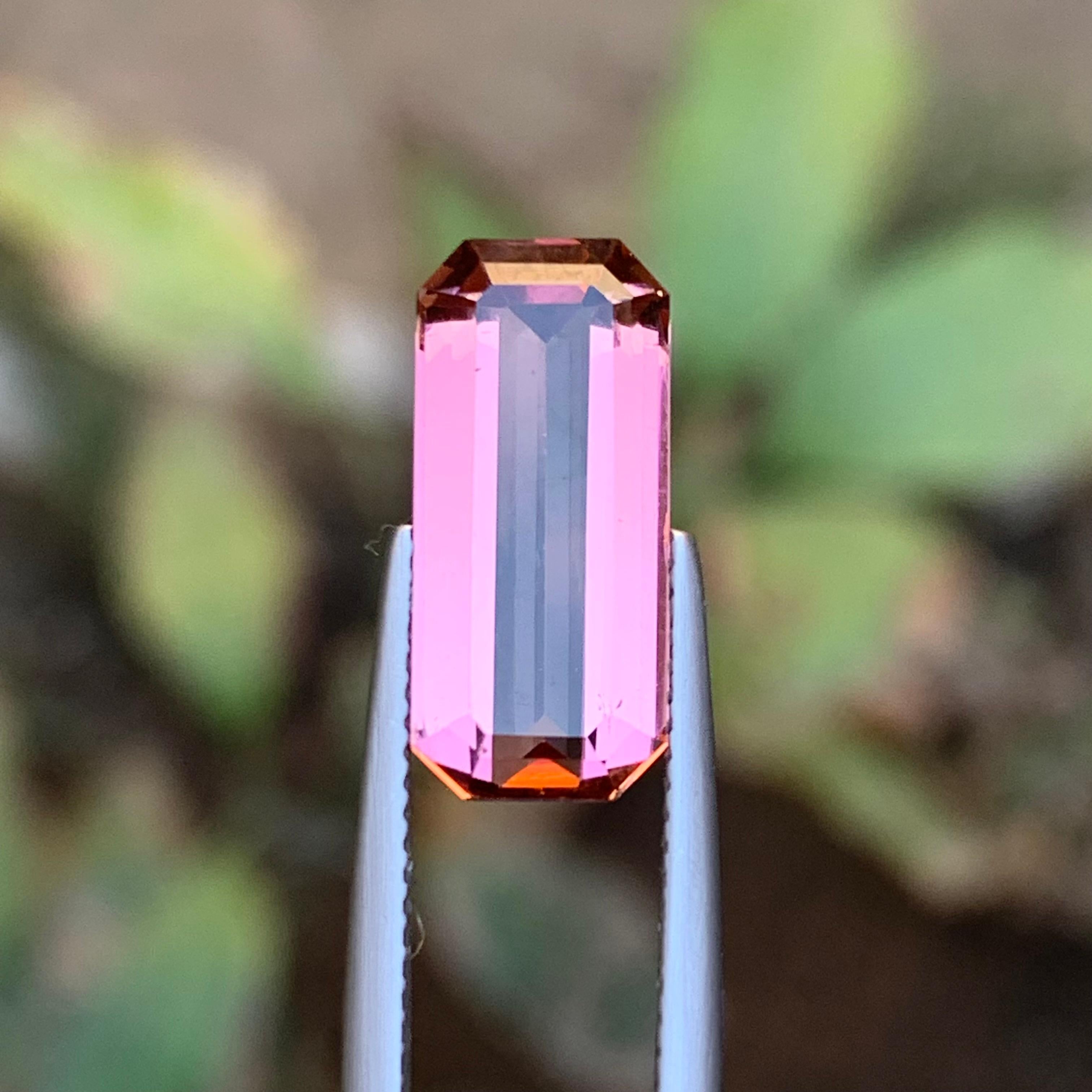 Natural Pink Tourmaline Ring, Pendant Loose Gemstone 5.20 Ct Emerald Cut Jewelry For Sale 5