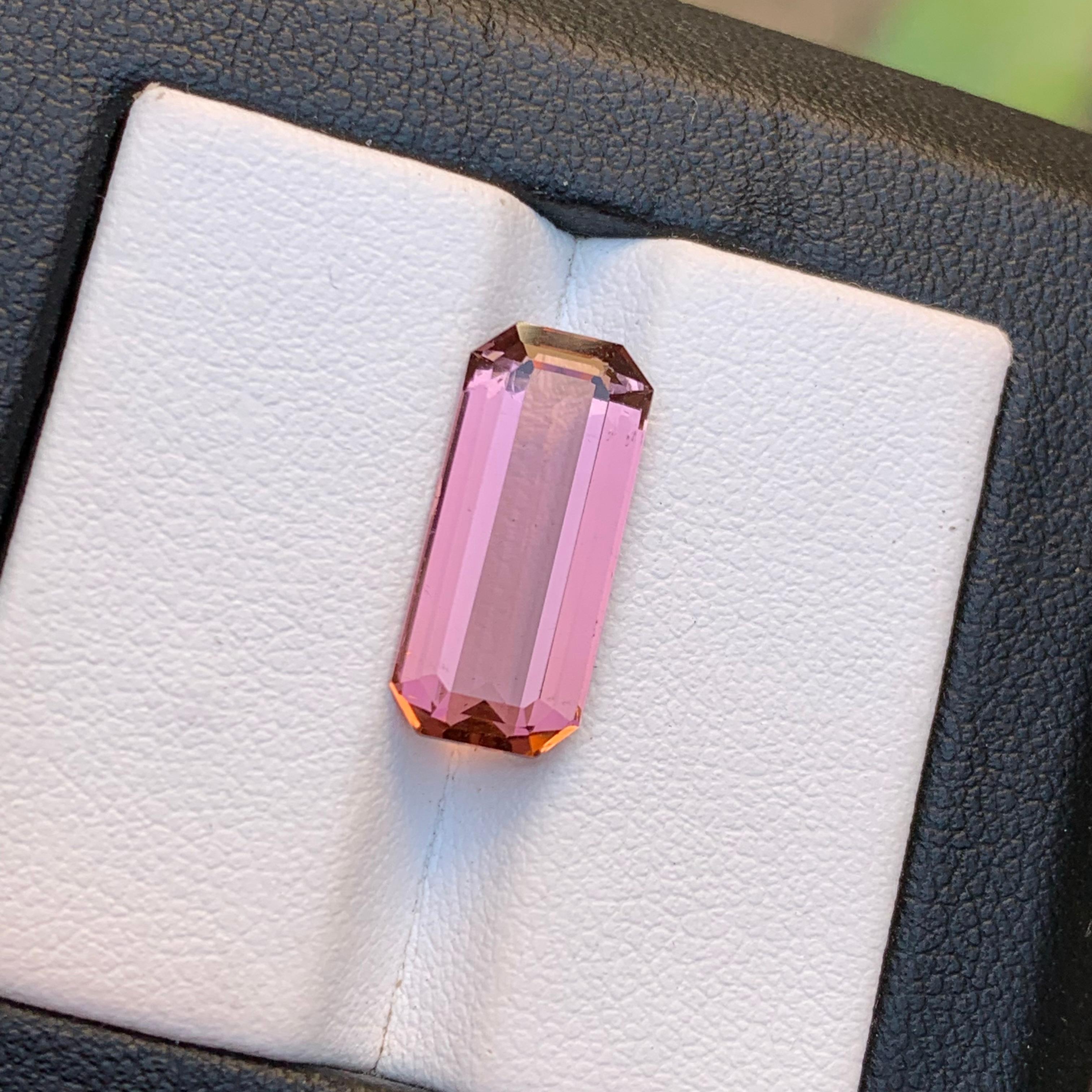 Natural Pink Tourmaline Ring, Pendant Loose Gemstone 5.20 Ct Emerald Cut Jewelry For Sale 6