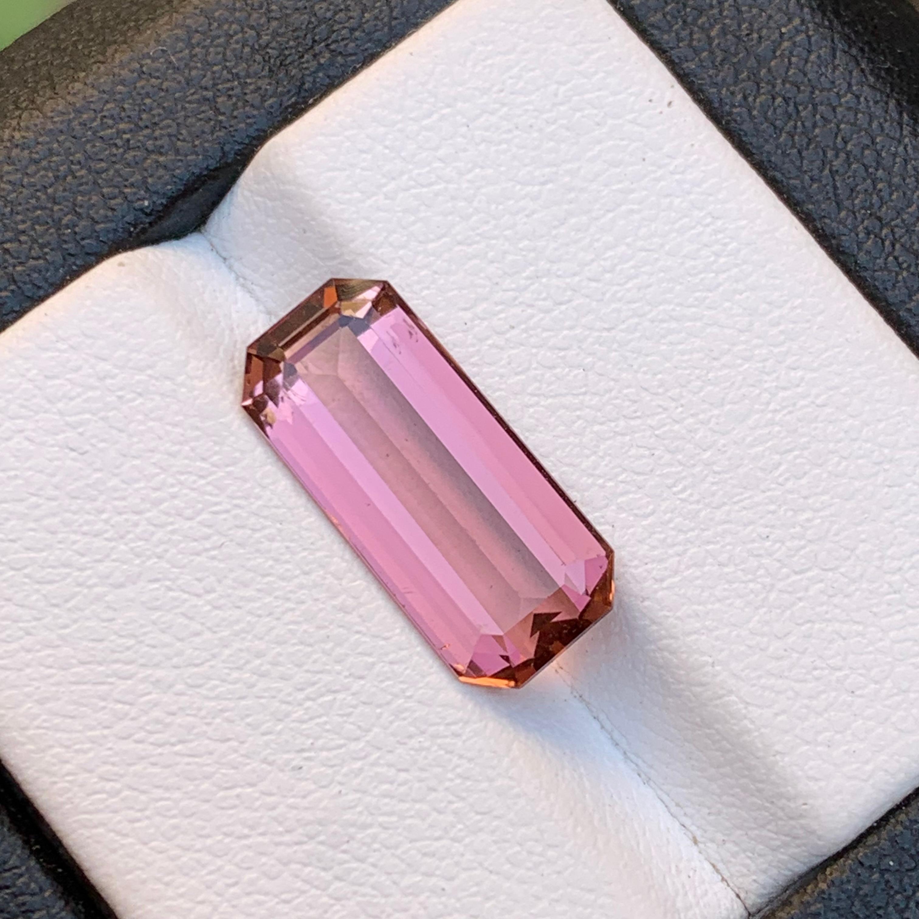 Natural Pink Tourmaline Ring, Pendant Loose Gemstone 5.20 Ct Emerald Cut Jewelry For Sale 8