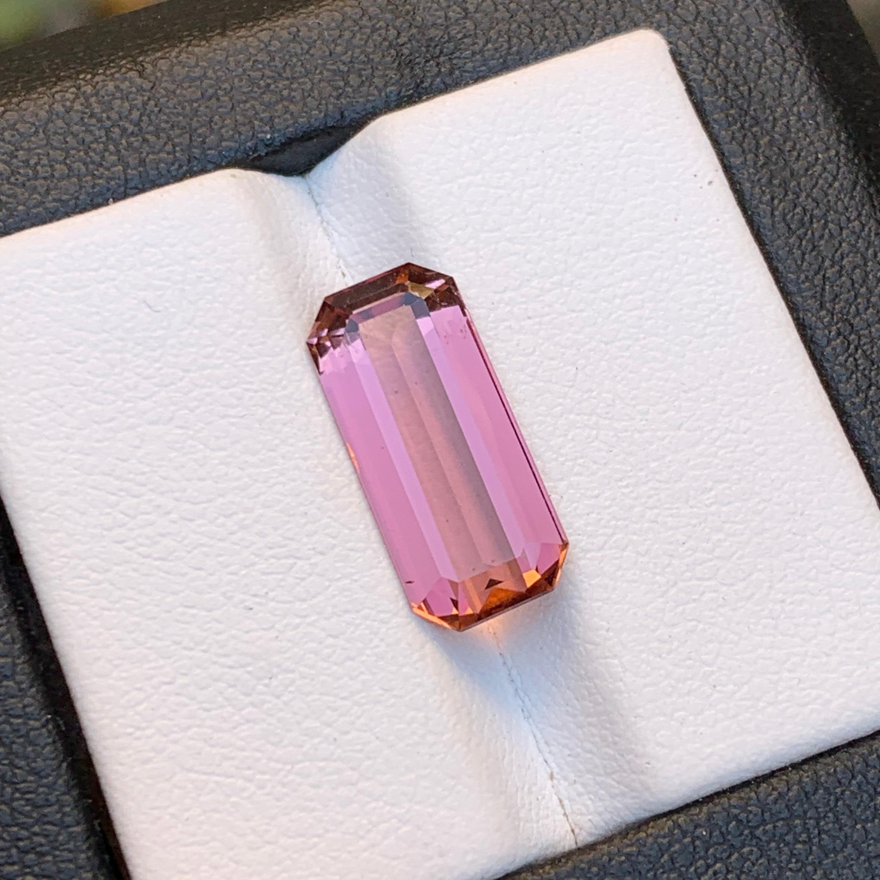 Contemporary Natural Pink Tourmaline Ring, Pendant Loose Gemstone 5.20 Ct Emerald Cut Jewelry For Sale