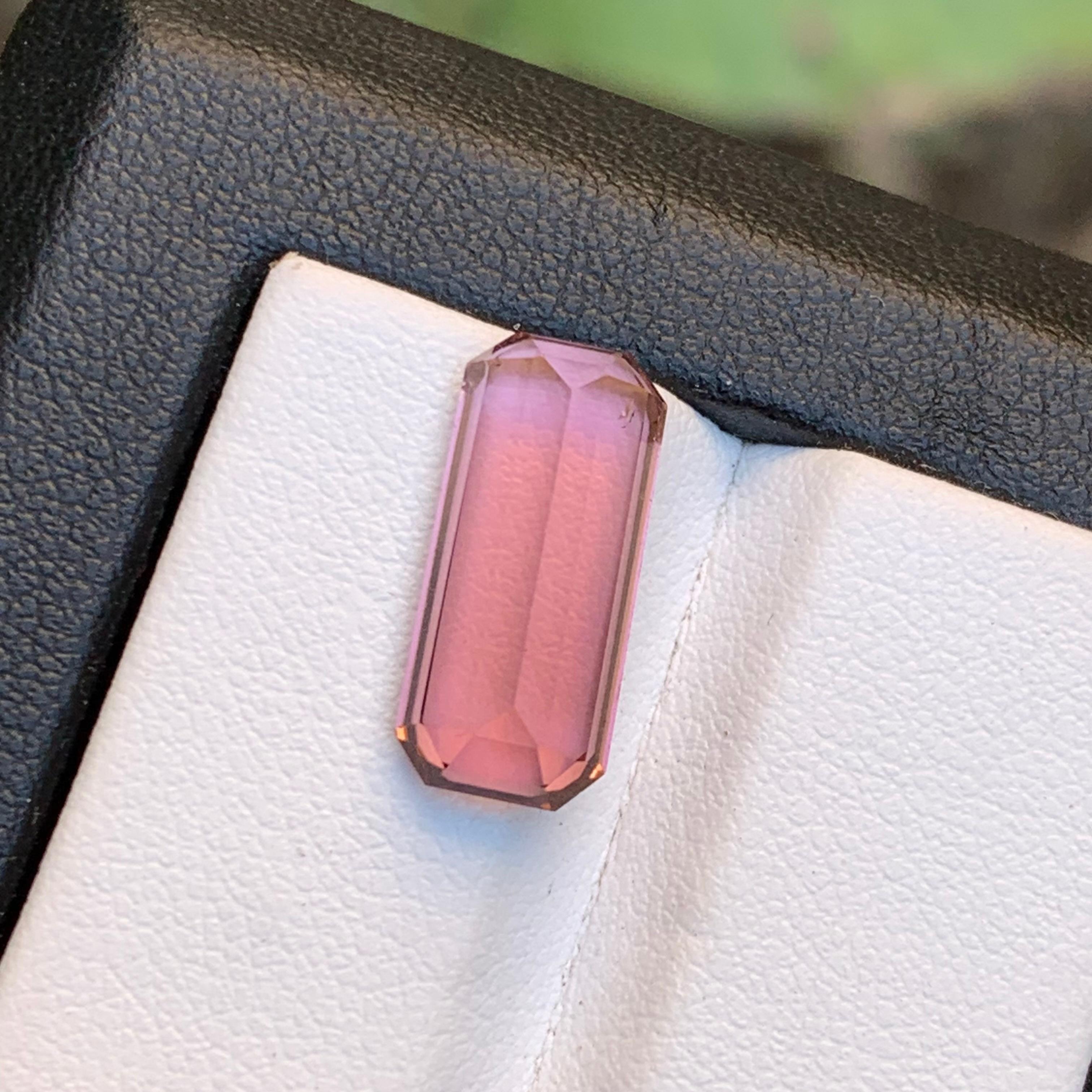 Women's or Men's Natural Pink Tourmaline Ring, Pendant Loose Gemstone 5.20 Ct Emerald Cut Jewelry For Sale