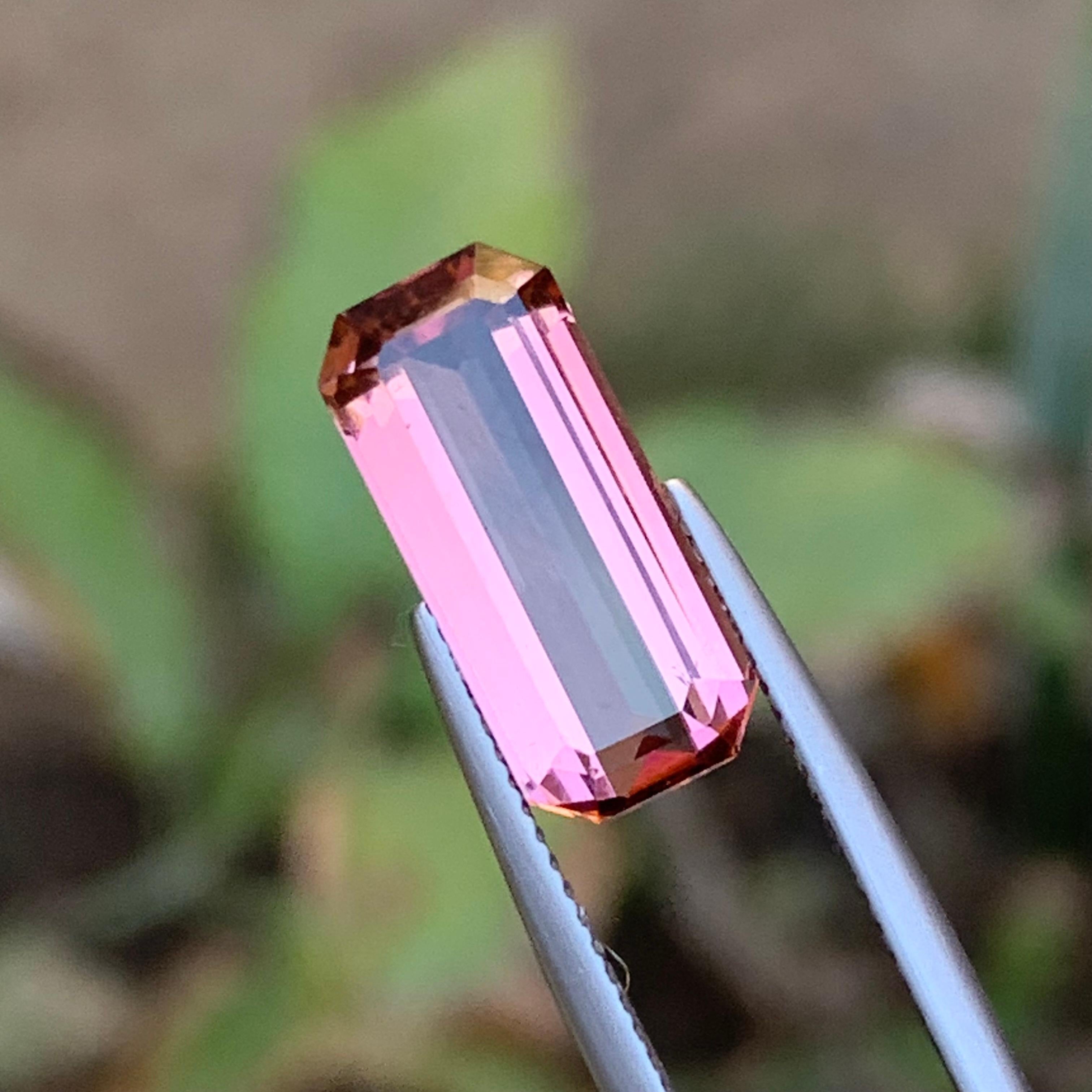 Natural Pink Tourmaline Ring, Pendant Loose Gemstone 5.20 Ct Emerald Cut Jewelry For Sale 1