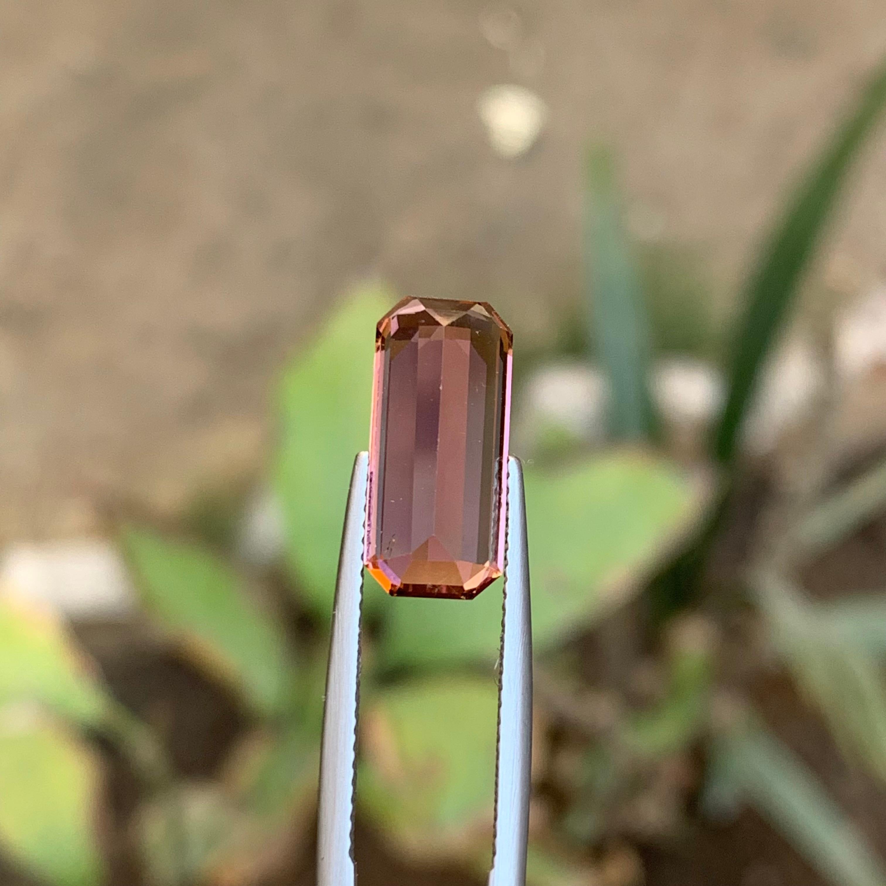 Natural Pink Tourmaline Ring, Pendant Loose Gemstone 5.20 Ct Emerald Cut Jewelry For Sale 2