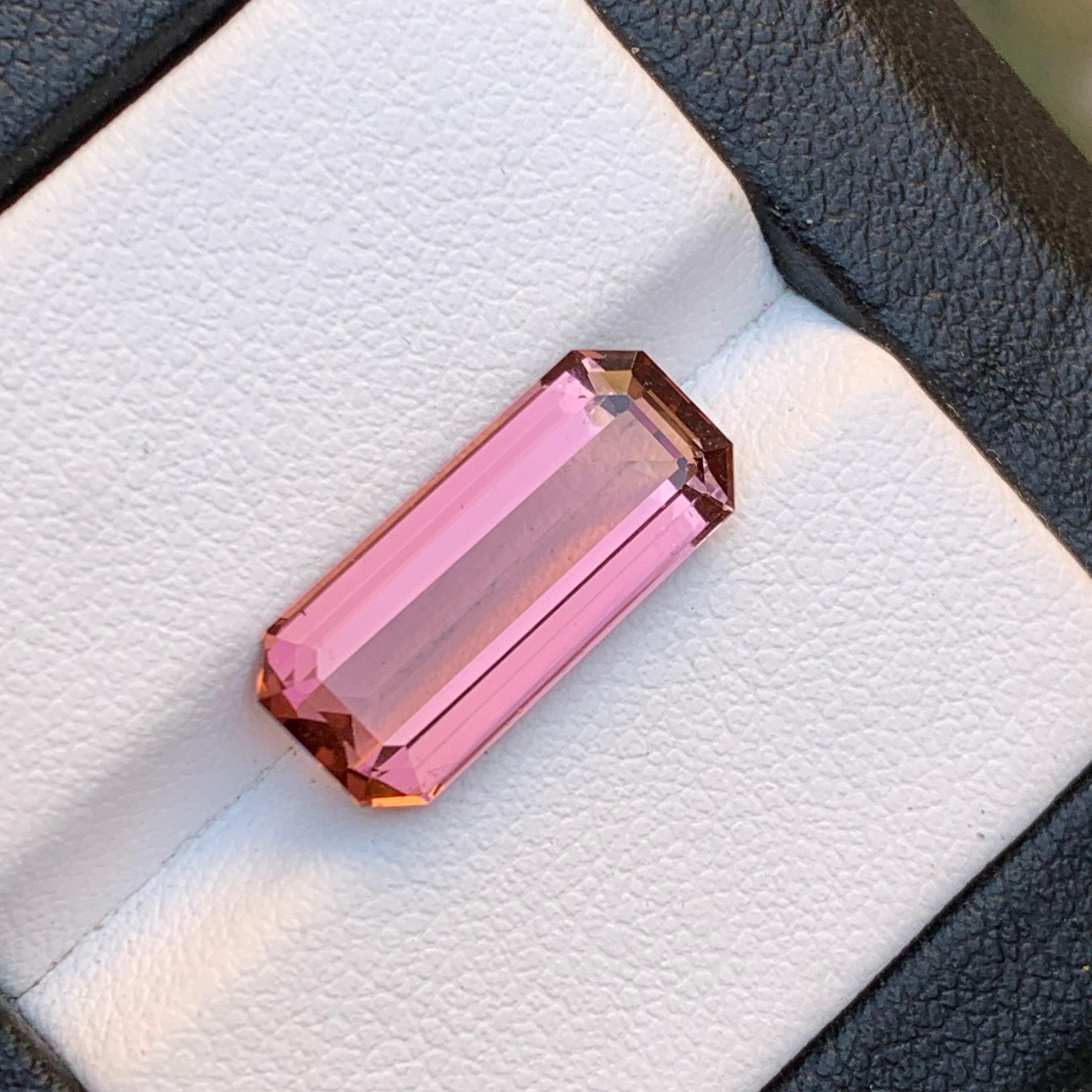 Natural Pink Tourmaline Ring, Pendant Loose Gemstone 5.20 Ct Emerald Cut Jewelry For Sale 3
