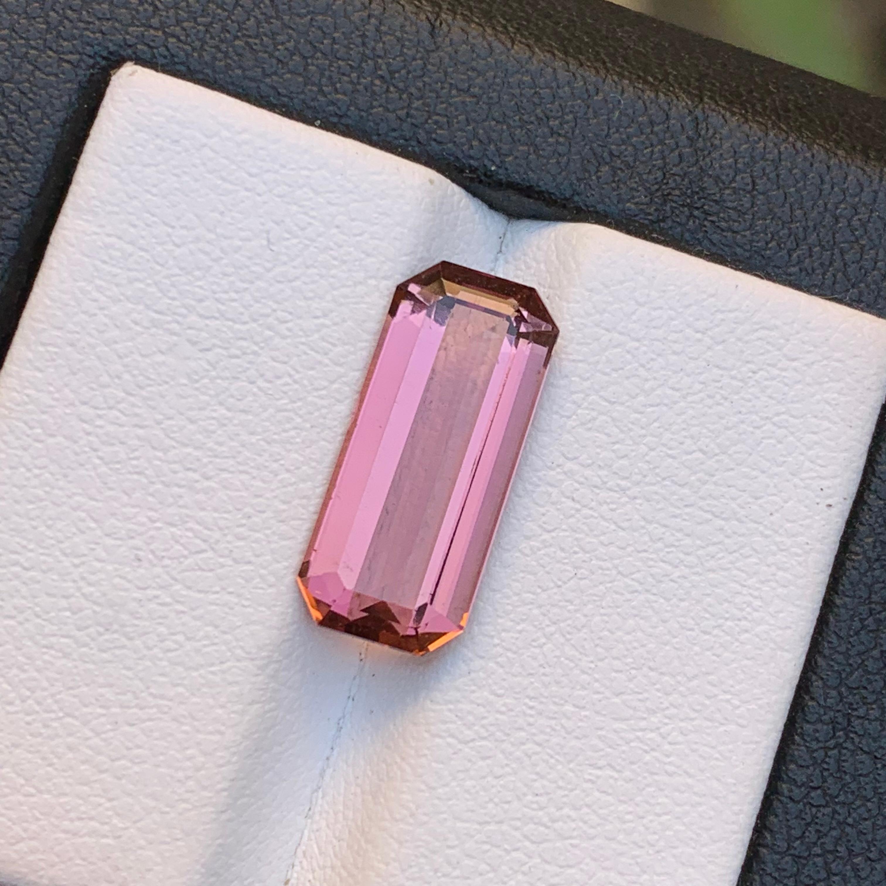 Natural Pink Tourmaline Ring, Pendant Loose Gemstone 5.20 Ct Emerald Cut Jewelry For Sale 4