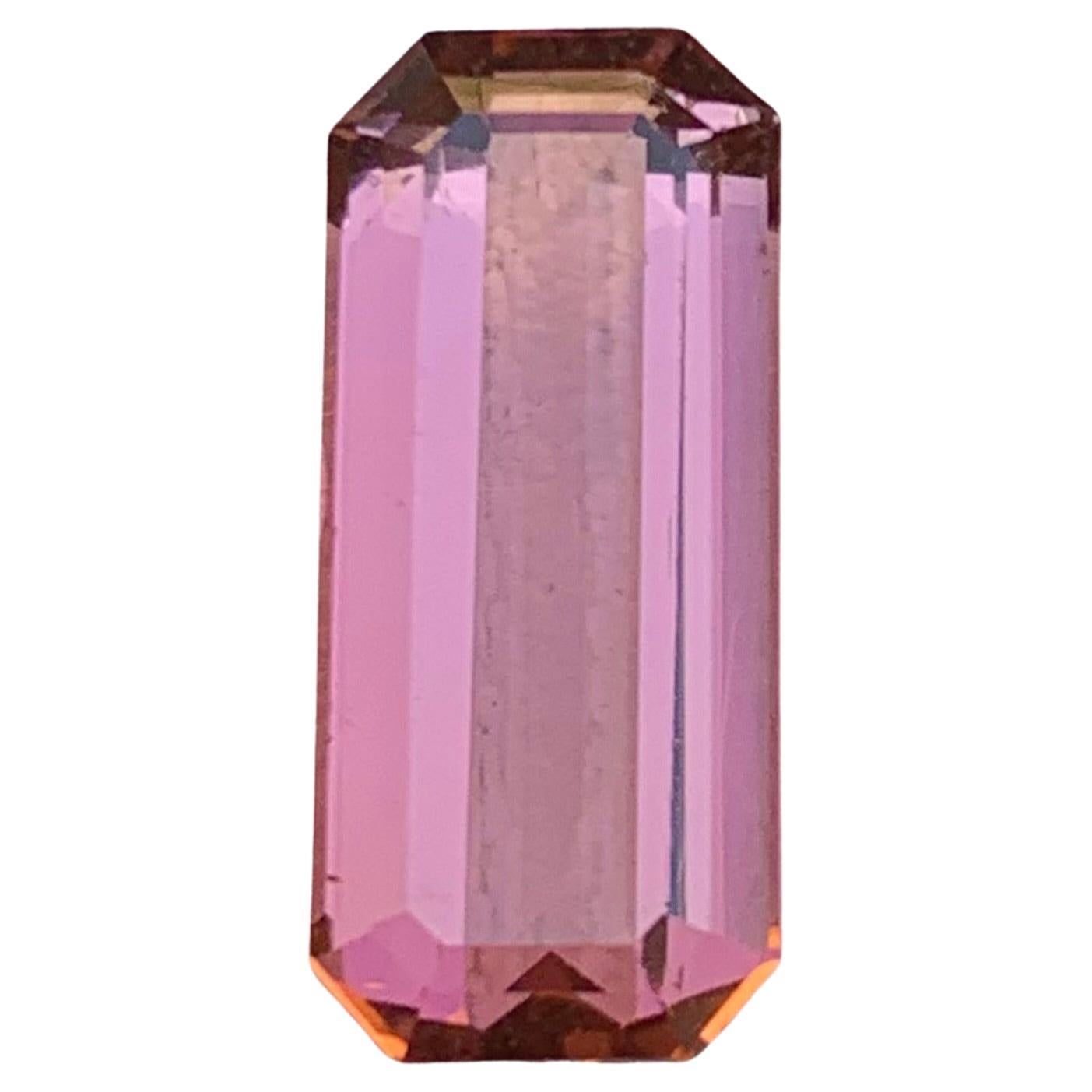 Bague et pendentif en tourmaline rose naturelle, pierre précieuse non sertie de 5.20 carats, taille émeraude