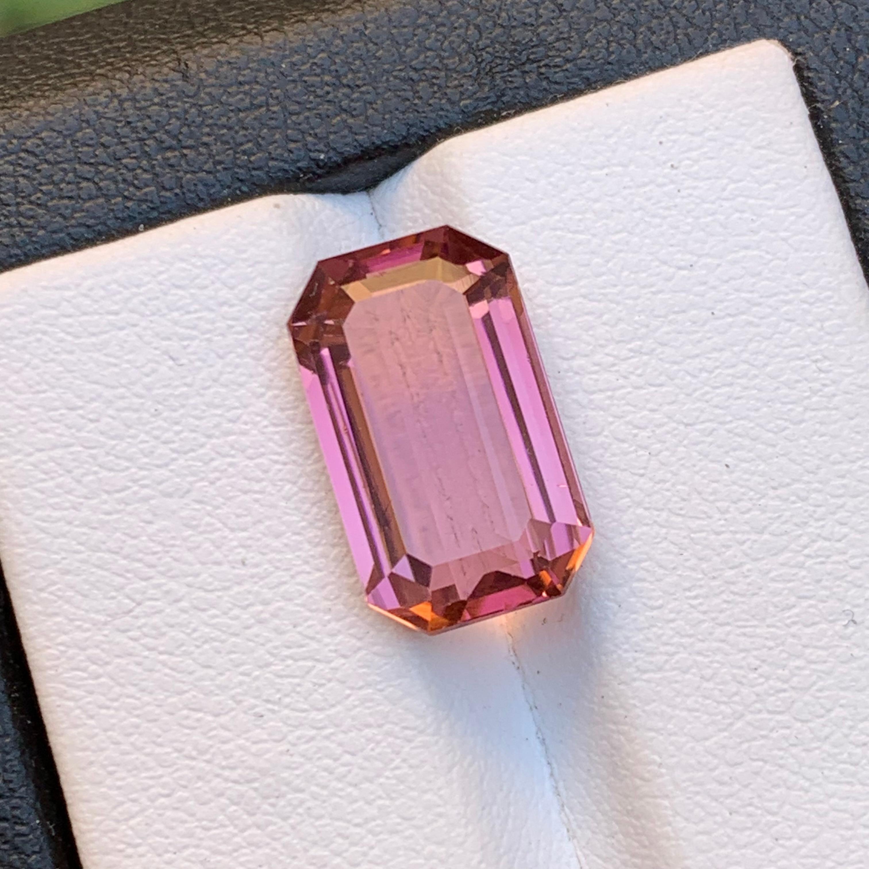 Natural Pink Tourmaline Ring, Pendant Loose Gemstone 8.25 Ct Emerald Cut Jewelry For Sale 5