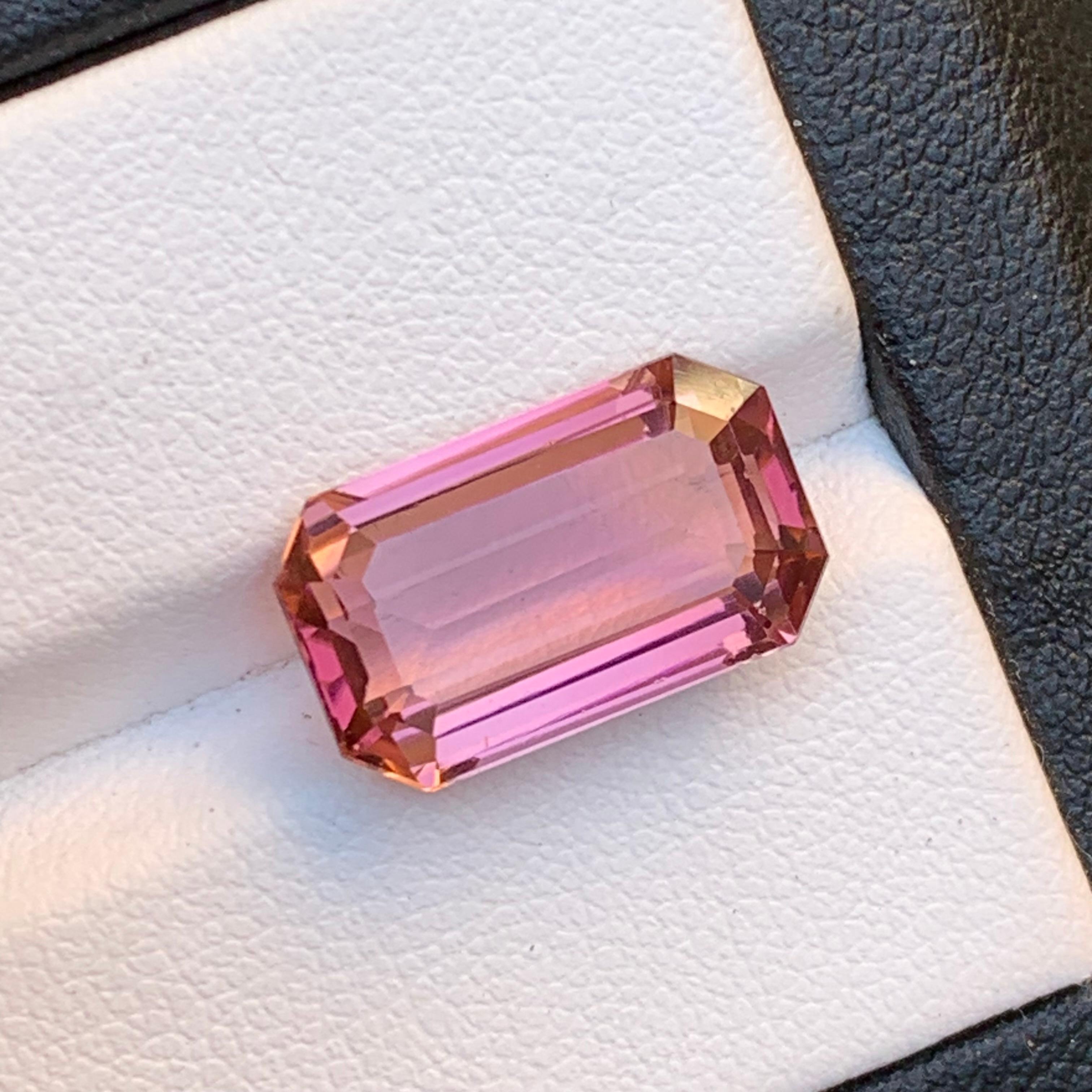 Contemporary Natural Pink Tourmaline Ring, Pendant Loose Gemstone 8.25 Ct Emerald Cut Jewelry For Sale