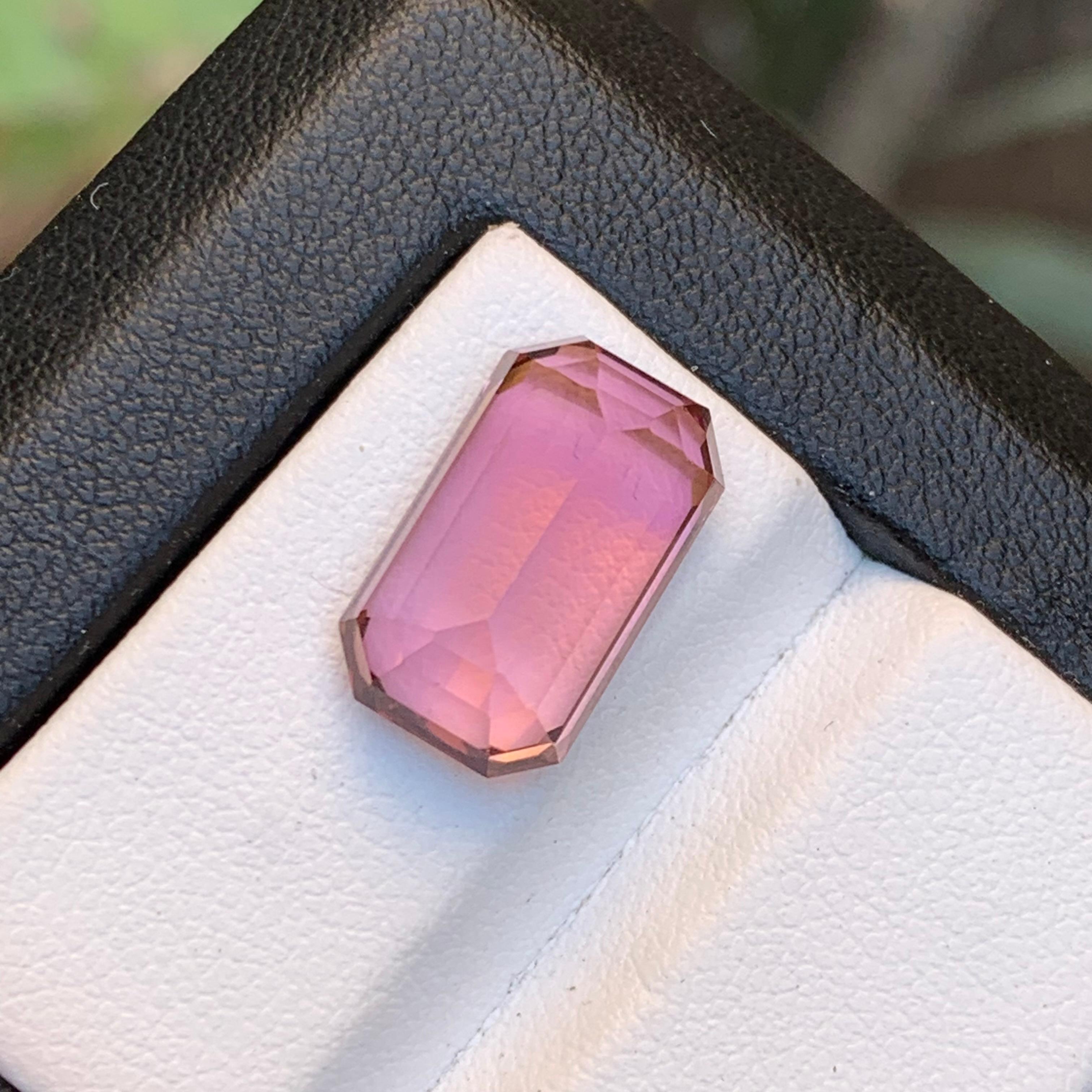 Women's or Men's Natural Pink Tourmaline Ring, Pendant Loose Gemstone 8.25 Ct Emerald Cut Jewelry For Sale