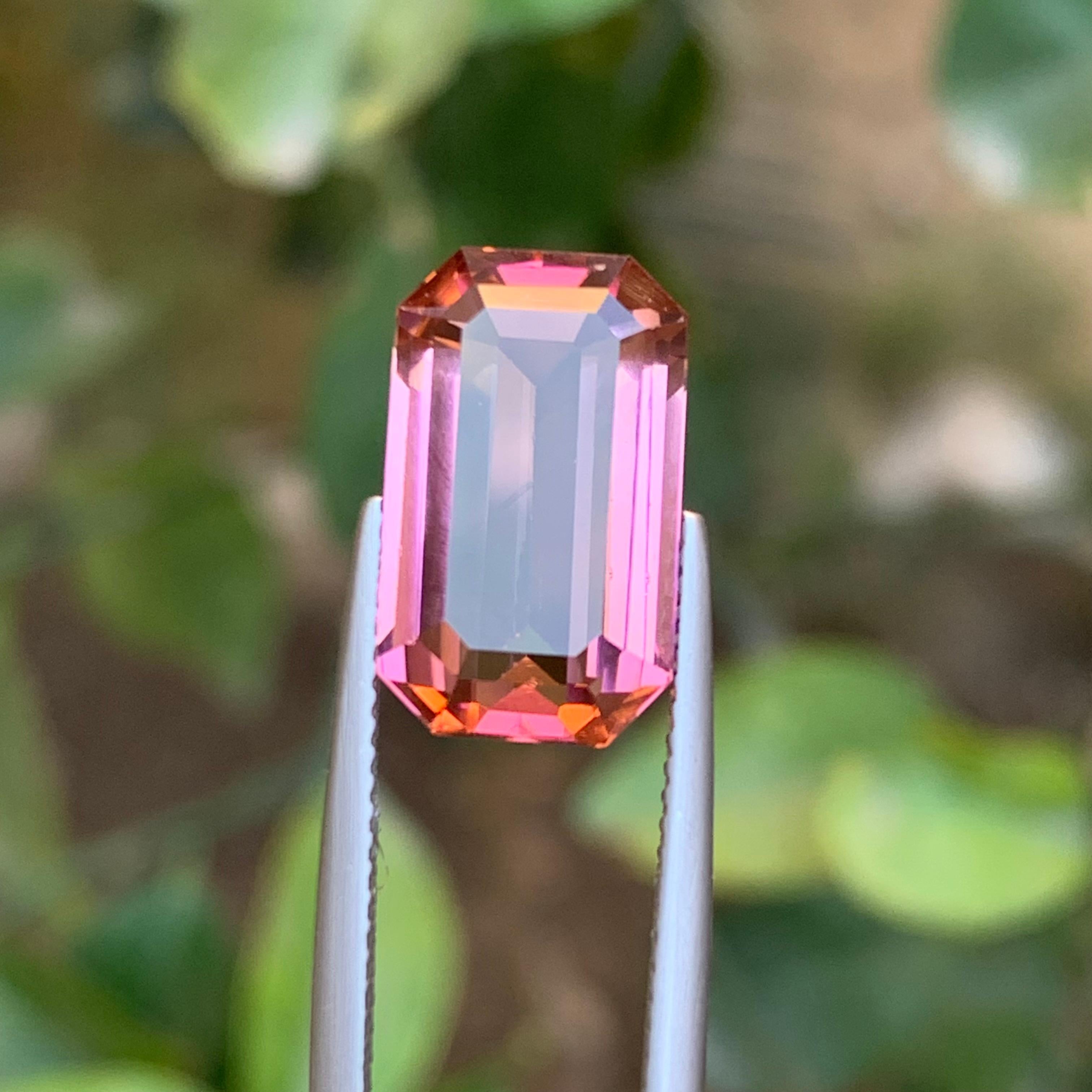 Natural Pink Tourmaline Ring, Pendant Loose Gemstone 8.25 Ct Emerald Cut Jewelry For Sale 1