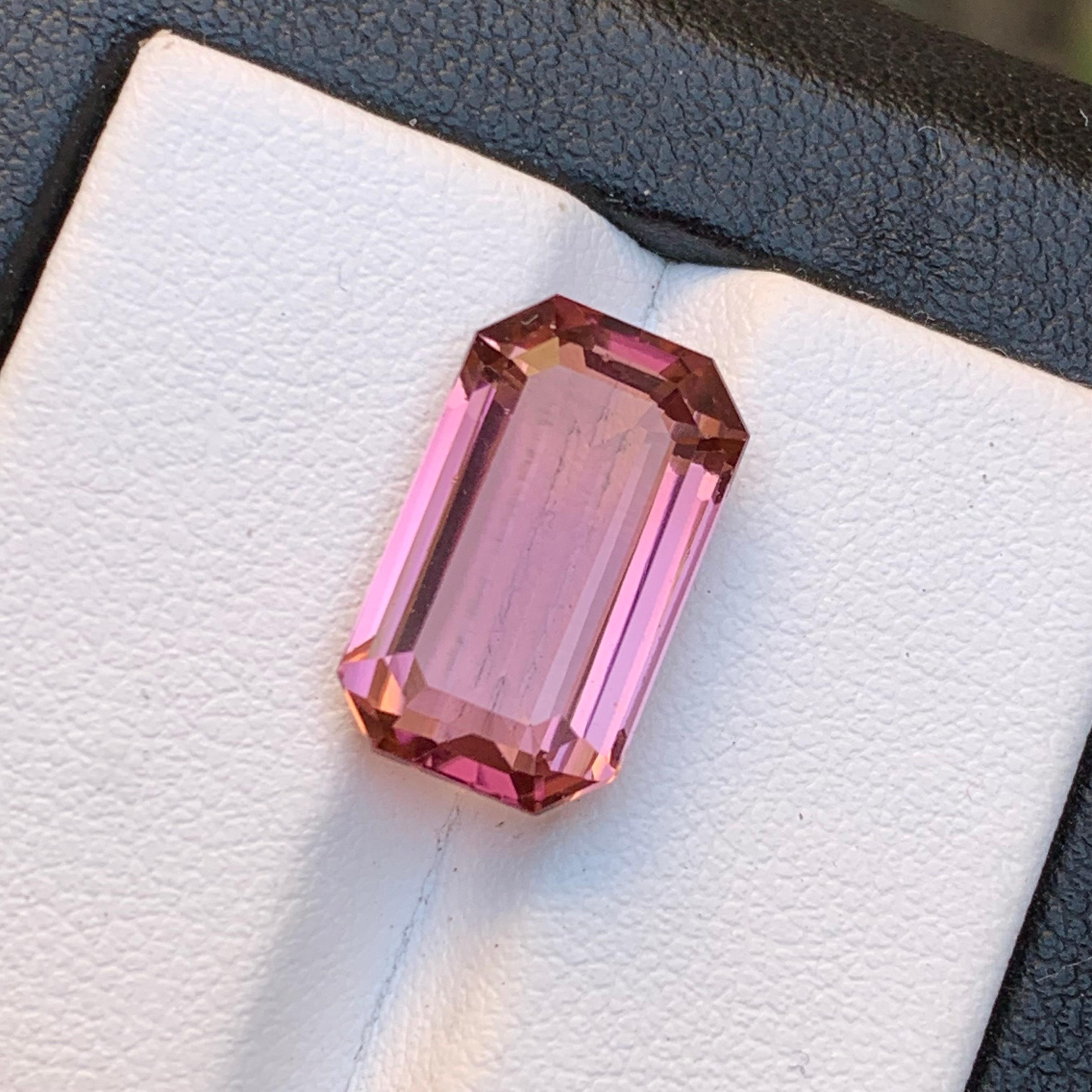 Natural Pink Tourmaline Ring, Pendant Loose Gemstone 8.25 Ct Emerald Cut Jewelry For Sale 3