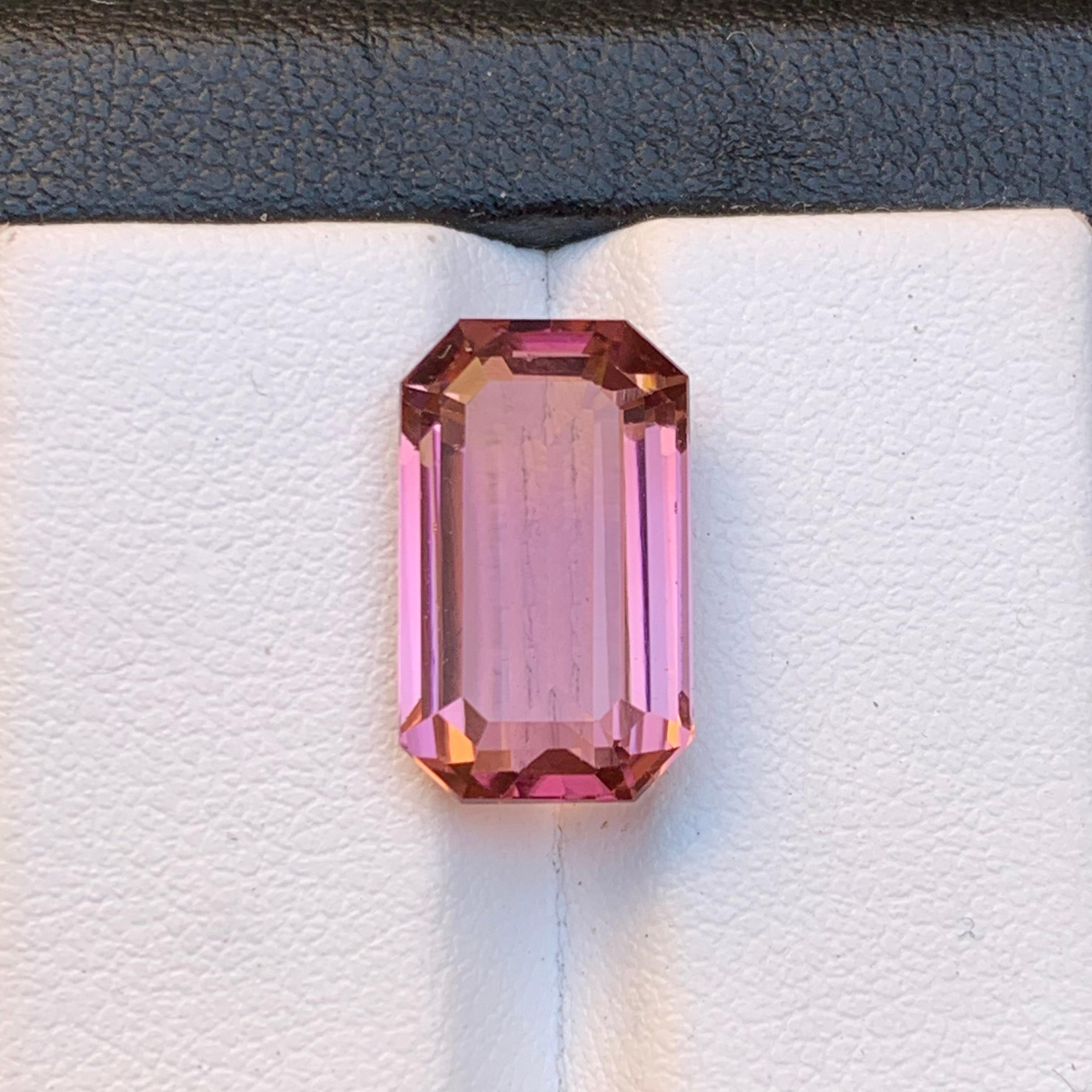 Natural Pink Tourmaline Ring, Pendant Loose Gemstone 8.25 Ct Emerald Cut Jewelry For Sale 4