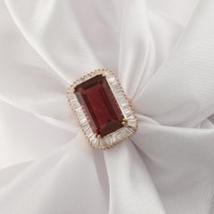 Nature Tourmaline Pink SI/H Diamond Cocktail Ring 18 Karat Rose Gold Jewelry