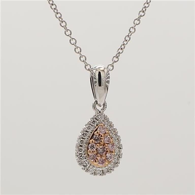 Contemporary Natural Pink Round and White Diamond .18 Carat TW Rose Gold Cluster Pendant