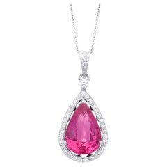 Natürlicher rosa-roter Rubellit Edelstein 5,03 cts in 14KWG Anhänger mit Diamanten