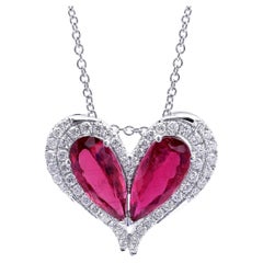 Natürlicher rosa-roter Rubellit Edelstein 6,93 ct in 14KWG Anhänger mit Diamanten