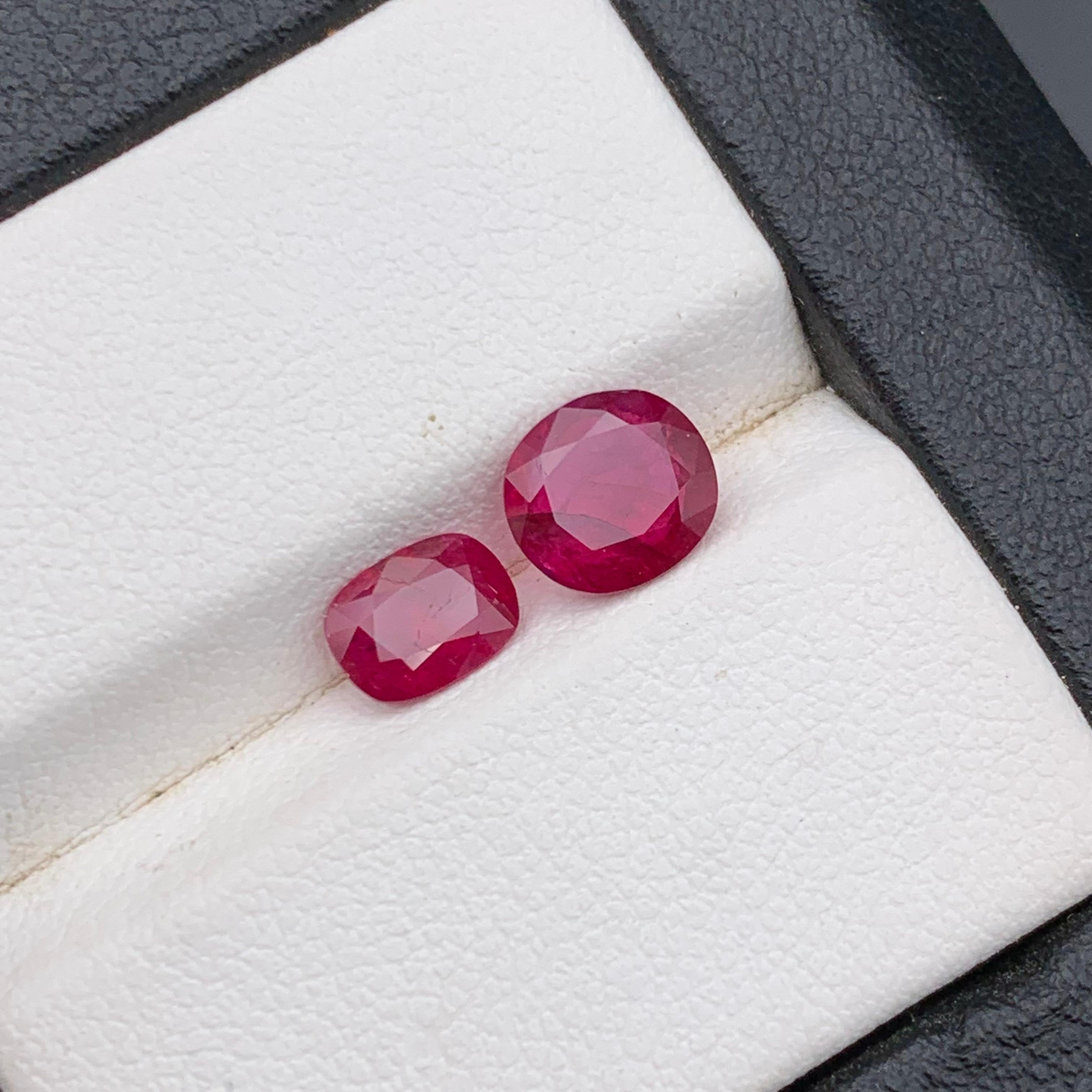 Rubino rosso rosato naturale da 2,04 carati tagliato a cuscino e ovale, gemme sciolte per gioielli in vendita 4