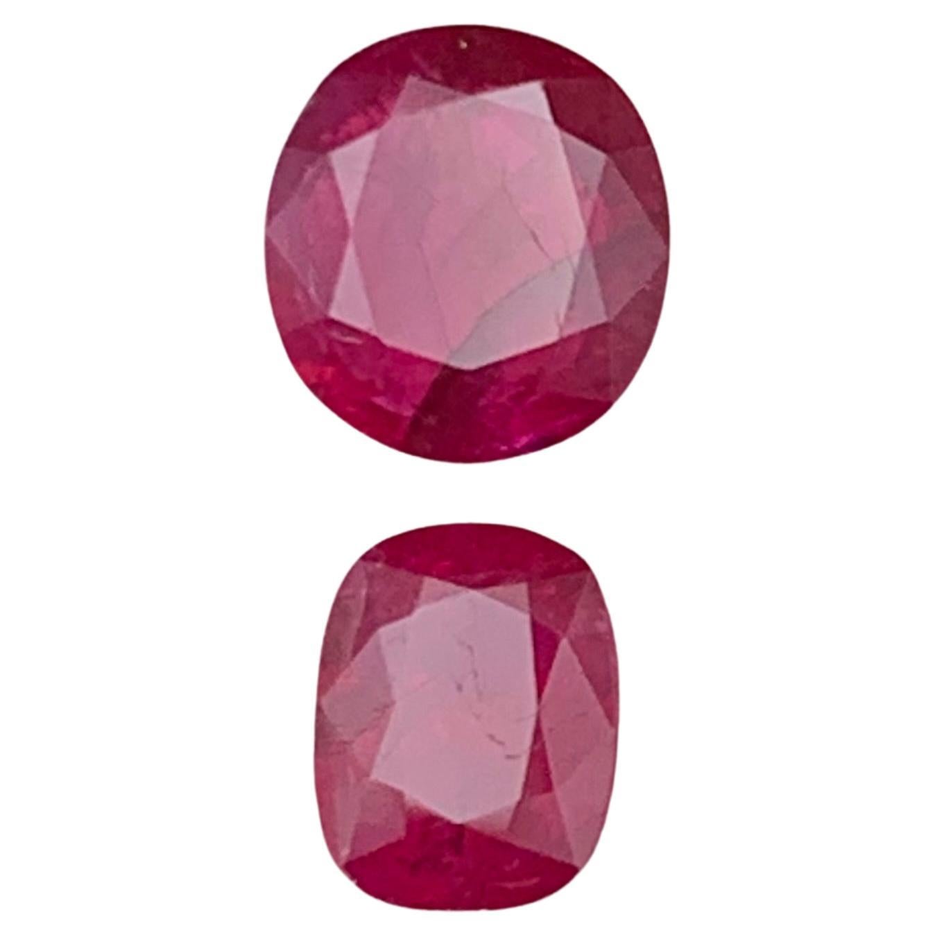 Rubino rosso rosato naturale da 2,04 carati tagliato a cuscino e ovale, gemme sciolte per gioielli