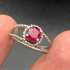 Natural Pinkish Red Ruby Cocktail Ring in 925 Sterling Silver Handmade Jewelry