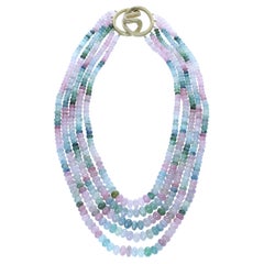 Natural Plain Multi-Tourmaline Bead Necklace, Clasp by Christopher Walling