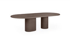 Zeitgenössischer runder säulentisch aus naturgips 280 cm by Isabelle Beaumont