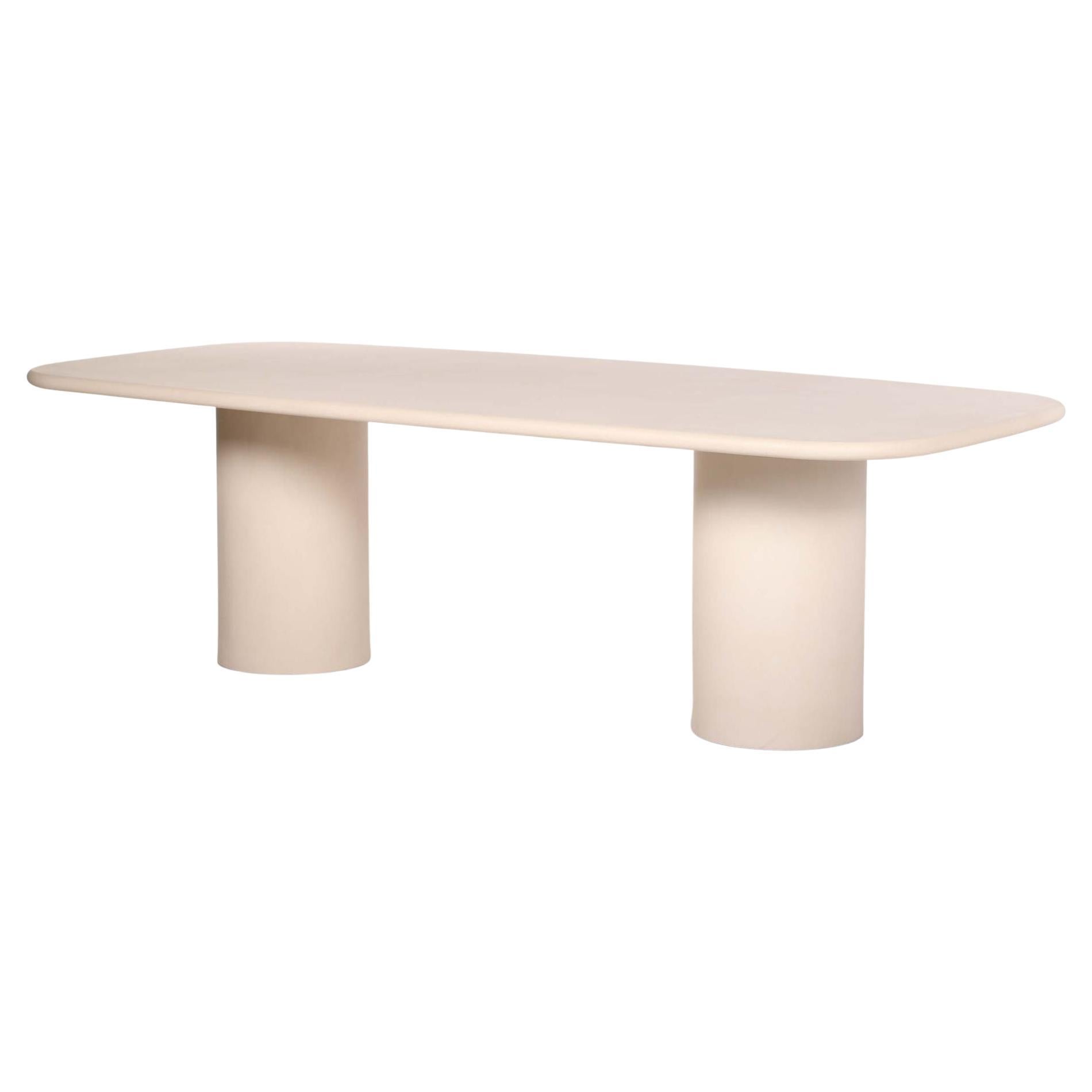 Natural Plaster Hand-Sculpted Outdoor Dining Table 360 by Philippe Colette For Sale