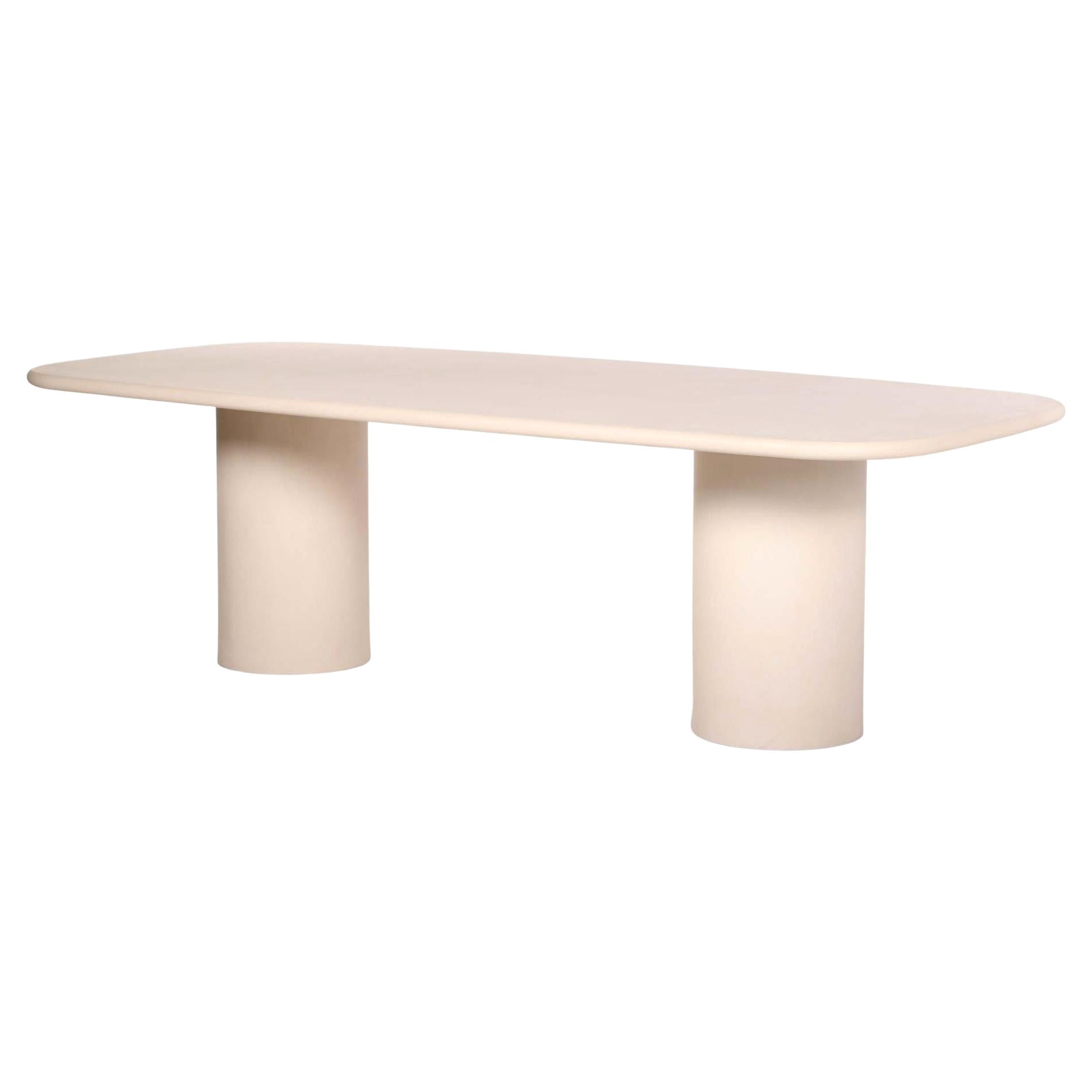 Natural Plaster Hand-Sculpted Outdoor Dining Table 360 by Philippe Colette For Sale