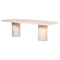 Table de salle à manger d'extérieur en plâtre naturel sculptée à la main 360 de Philippe Colette