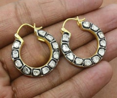 Natürlicher Polki Diamond Hoop Earring 925 Silber Diamant Ohrring Geburtstag Geschenk.