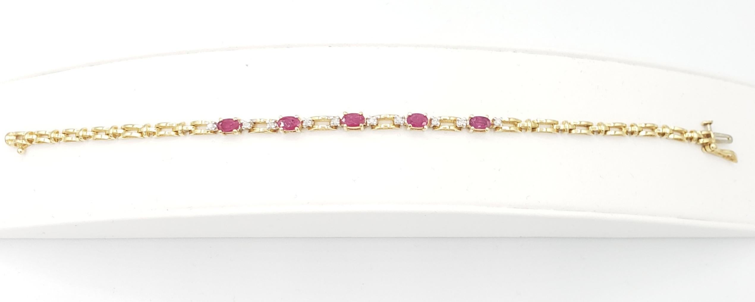 NOUVEAU Bracelet tennis en or 14 carats avec rubis précieux naturels et diamants Neuf - En vente à Warren, NJ