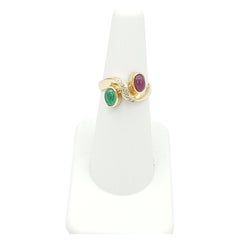NEW Natural Precious Ruby and Emerald Diamond Ring in 14k Yellow Gold New