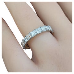 Natural Princess Cut Diamond Eternity Band 3.97 ct Size 8 in Platinum