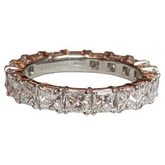 Natural Princess Cut Diamond Eternity Band 3.97 ct Size 8 in Platinum